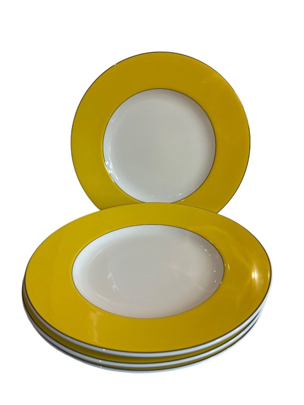 4 Kate Spade Plates Rutherford Circle Yellow 9.5” Lunch Salad Dessert by Lenox